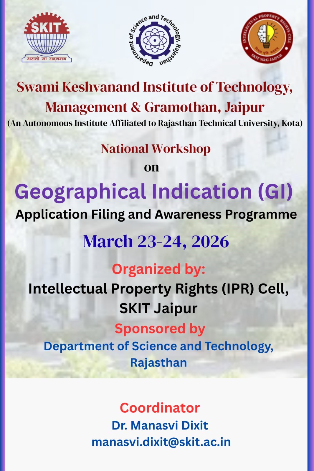 National Workshop on Geographical Indication (GI): Application Filing and Awareness
