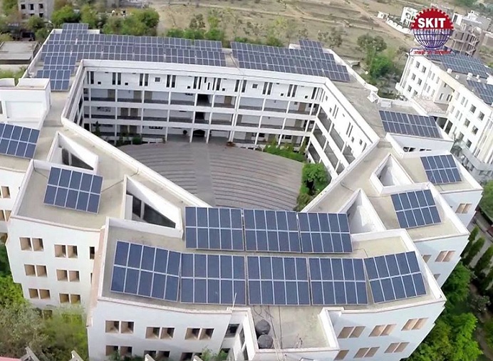 Rooftop solar panels at SKIT