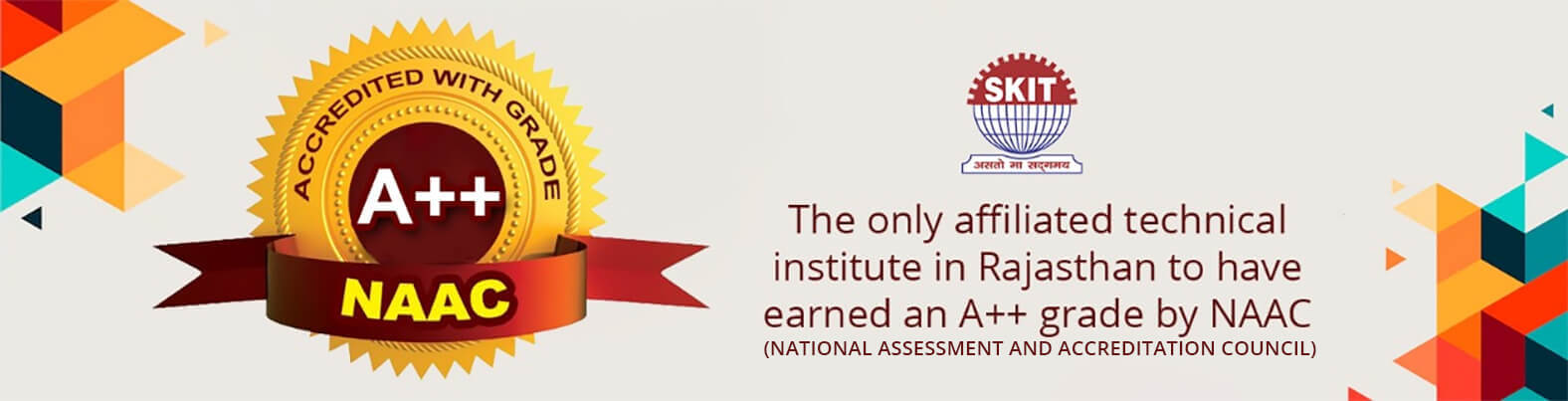 SKIT Jaipur's NAAC and accreditation banners